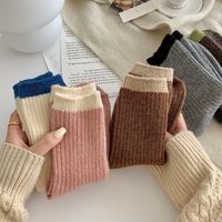 Women's Japanese Style Color Block Wool Crew Socks A Pair main image 2