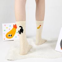 Femmes Mignon Animal Abstrait Coton Crew Socks Une Paire main image 3