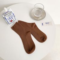 Unisex Einfacher Stil Einfarbig Baumwolle Crew Socken Ein Paar sku image 4