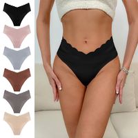 Solid Color Seamless Mid Waist Briefs Panties main image 1