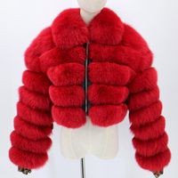 Women's Streetwear Solid Color Contrast Binding Zipper Coat Faux Fur Coat main image 2