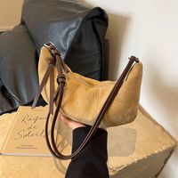 Women's Flannel Solid Color Business Dumpling Shape Zipper Shoulder Bag main image 5
