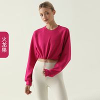 Casual Solid Color Polyester Round Neck Active Tops Crop Top sku image 10