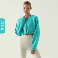 Casual Solid Color Polyester Round Neck Active Tops Crop Top sku image 15