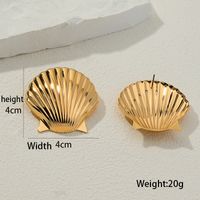 1 Pair Casual Shell Plating Alloy Gold Plated Ear Studs main image 6