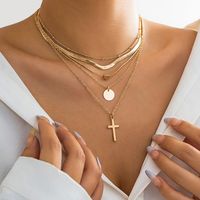 Casual Simple Style Commute Irregular Cross Round Alloy Copper Pendant Necklace main image 1