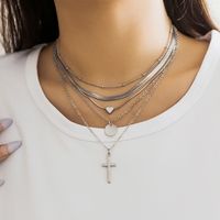 Casual Simple Style Commute Irregular Cross Round Alloy Copper Pendant Necklace main image 2