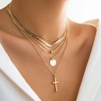 Casual Simple Style Commute Irregular Cross Round Alloy Copper Pendant Necklace sku image 1