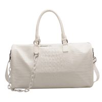 Unisex Pu Leather Solid Color Streetwear Round Zipper Handbag Travel Bag sku image 1