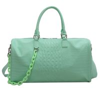 Unisex Pu Leather Solid Color Streetwear Round Zipper Handbag Travel Bag sku image 3