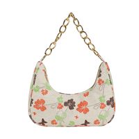 Women's Canvas Fruit Flower Elegant Pearls Dumpling Shape Zipper Underarm Bag main image 3