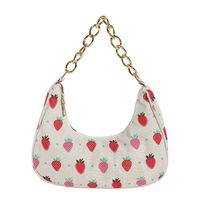 Women's Canvas Fruit Flower Elegant Pearls Dumpling Shape Zipper Underarm Bag sku image 11