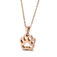Stainless Steel Titanium Steel 18K Gold Plated Casual Streetwear Plating Paw Print Pendant Necklace main image 4
