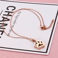 Stainless Steel Titanium Steel 18K Gold Plated Casual Streetwear Plating Paw Print Pendant Necklace main image 5