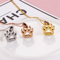 Stainless Steel Titanium Steel 18K Gold Plated Casual Streetwear Plating Paw Print Pendant Necklace main image 1