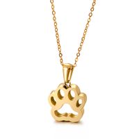 Stainless Steel Titanium Steel 18K Gold Plated Casual Streetwear Plating Paw Print Pendant Necklace sku image 2