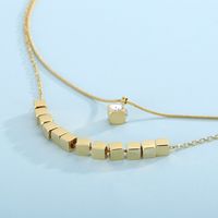 Titanium Steel 18K Gold Plated Simple Style Streetwear Square Layered Necklaces main image 4