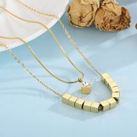 Titanium Steel 18K Gold Plated Simple Style Streetwear Square Layered Necklaces main image 1