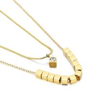 Titanium Steel 18K Gold Plated Simple Style Streetwear Square Layered Necklaces main image 2