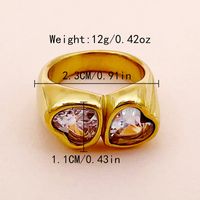 304 Stainless Steel 14K Gold Plated Basic Modern Style Plating Inlay Heart Shape Zircon Rings main image 5