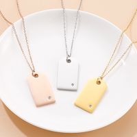 Wholesale Simple Style Square Stainless Steel Titanium Steel Inlay Zircon Pendant Necklace main image 1