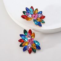 1 Pair Vintage Style Colorful Petal Layered Plating Inlay Zinc Alloy Glass Ear Studs main image 11