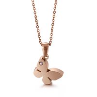 Stainless Steel Titanium Steel 18K Gold Plated Vintage Style Plating Butterfly Pendant Necklace main image 5