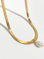 Simple Style Classic Style Geometric Stainless Steel Freshwater Pearl Plating 18k Gold Plated Pendant Necklace main image 4