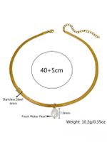 Simple Style Classic Style Geometric Stainless Steel Freshwater Pearl Plating 18k Gold Plated Pendant Necklace main image 5