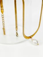 Simple Style Classic Style Geometric Stainless Steel Freshwater Pearl Plating 18k Gold Plated Pendant Necklace main image 3