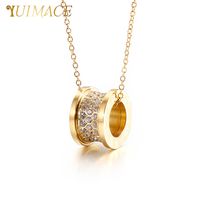 Stainless Steel Titanium Steel 18K Gold Plated Vintage Style Plating Geometric Round Pendant Necklace main image 4