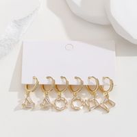 3 Pairs Classic Style Korean Style Triangle Round Square Inlay Copper Zircon Gold Plated Drop Earrings main image 2