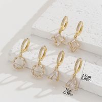 3 Pairs Classic Style Korean Style Triangle Round Square Inlay Copper Zircon Gold Plated Drop Earrings main image 5