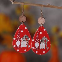 1 Pair Streetwear Water Droplets Pu Leather Wood Drop Earrings sku image 1