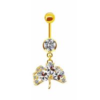 Simple Style Heart Shape Butterfly Bow Knot Stainless Steel Alloy Copper Plating Inlay Rhinestones Zircon White Gold Plated Gold Plated Belly Ring sku image 2