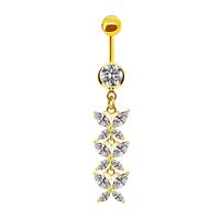 Simple Style Heart Shape Butterfly Bow Knot Stainless Steel Alloy Copper Plating Inlay Rhinestones Zircon White Gold Plated Gold Plated Belly Ring sku image 7
