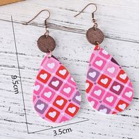 1 Pair Elegant Water Droplets Pu Leather Wood Drop Earrings main image 2