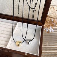 Lady Simple Style Heart Shape White Gold Plated Gold Plated Pu Leather Alloy Wholesale Pendant Necklace main image 5