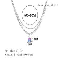 304 Stainless Steel Casual Simple Style Chain Inlay Rectangle Gem Pendant Necklace Long Necklace main image 7