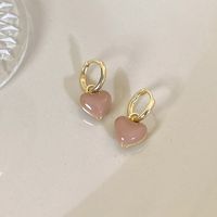 1 Pair Retro Sweet Heart Shape Alloy Gold Plated Drop Earrings main image 6