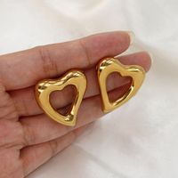 1 Pair Elegant Heart Shape Plating 304 Stainless Steel Ear Studs main image 4