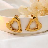 1 Pair Elegant Heart Shape Plating 304 Stainless Steel Ear Studs sku image 1