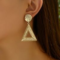 1 Pair Vintage Style Exaggerated Triangle Golden Toad Rectangle Plating Alloy Drop Earrings main image 3