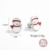 1 Pair Cute Snowman Epoxy Plating Sterling Silver White Gold Plated Rhodium Plated Drop Earrings sku image 1