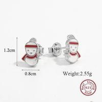 1 Pair Cute Snowman Epoxy Plating Sterling Silver White Gold Plated Rhodium Plated Drop Earrings sku image 2