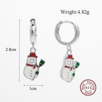 1 Pair Cute Snowman Epoxy Plating Sterling Silver White Gold Plated Rhodium Plated Drop Earrings sku image 4