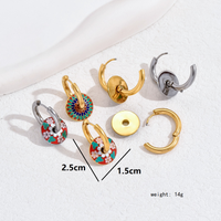 2 Pieces Vintage Style Ethnic Style Artistic Flower Enamel Plating 201 Stainless Steel 18K Gold Plated Drop Earrings main image 9