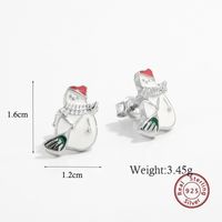 1 Pair Cute Snowman Epoxy Plating Sterling Silver White Gold Plated Rhodium Plated Drop Earrings sku image 3
