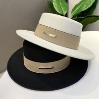 Women's Basic Retro Color Block Wide Eaves Fedora Hat main image 5