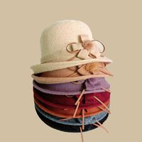 Femmes Élégant De Base Dame Couleur Unie Fleurs Sertissage Chapeau Seau main image 1